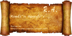 Román Agenór névjegykártya
